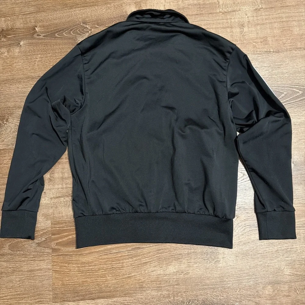 Adidas Three Stripe Black Track Jacket Mens Medium Trefoil Zip Up Activewear
